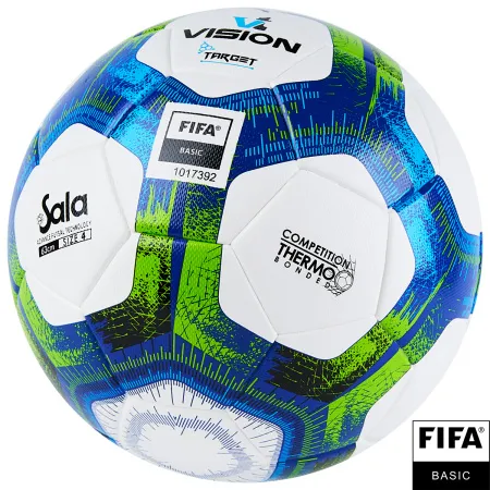 Мяч футзал. VISION Target, FS324094, FIFA Basic, р.4, 32 п. PU, 3 подкл.сл, термосшивка, бело-синий за 3&nbsp;519 ₽ купить в Владимире