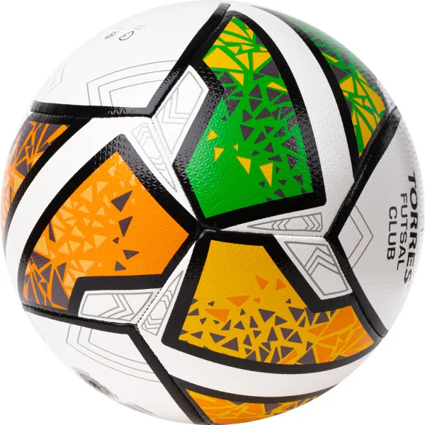 Мяч футзал. TORRES Futsal Club, FS323764, р.4, 10 пан. ПУ, 4 под. сл, гибрид. сш. бело-зел-оранж за 2&nbsp;264.40 ₽ в Владимире