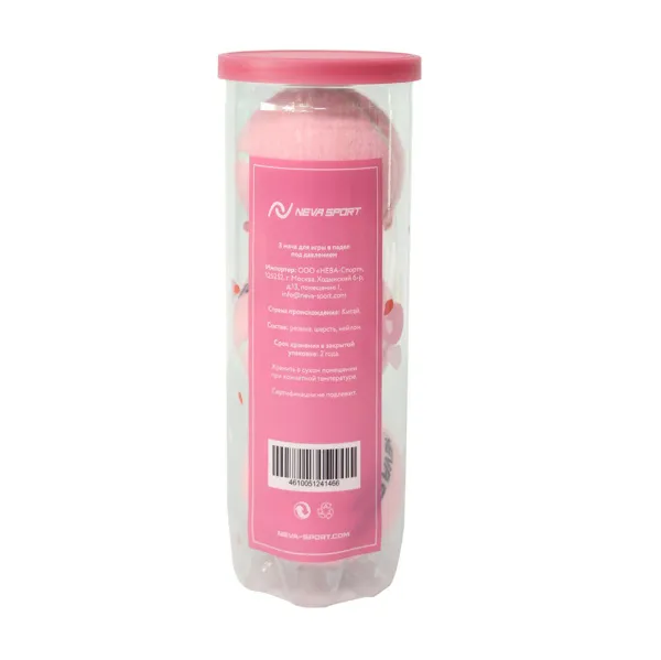 Мяч для падела NS Sakura, UAA2, уп.3 шт, сукно, нат.резина, розовый за 824.50 ₽ в Владимире
