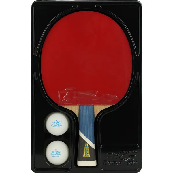 Ракетка для н/т DOUBLE FISH 5A+C, для продвин, ITTF Appr, накл. 2,1 мм, конич. ручка+ 2 мяча V40+мм за 2&nbsp;779.50 ₽ в Владимире
