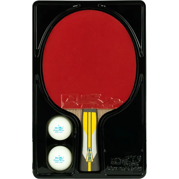 Ракетка для н/т DOUBLE FISH 6A+C, для подвин.,ITTF Appr.,накл. 2,1 мм, конич. ручка+ 2 мяча V40+мм за 3&nbsp;442.50 ₽ в Владимире