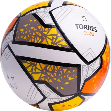 Мяч футб. TORRES Club, F323965, р.5, 10 пан., ПУ, гибрид. сшив, бел-оранж-желт за 2&nbsp;225.30 ₽ купить в Владимире